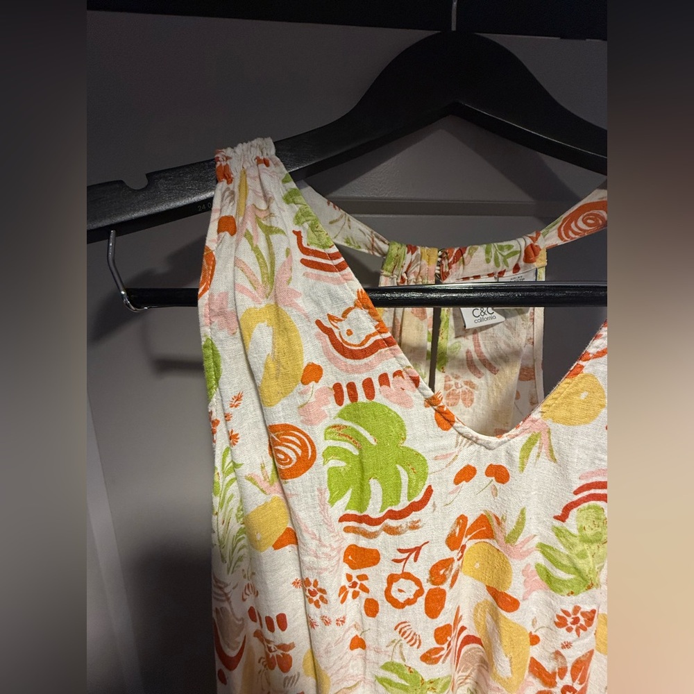 C&C California Tropical Print Cotton Blend Midi Dress Size XS - Picture 4 of 9